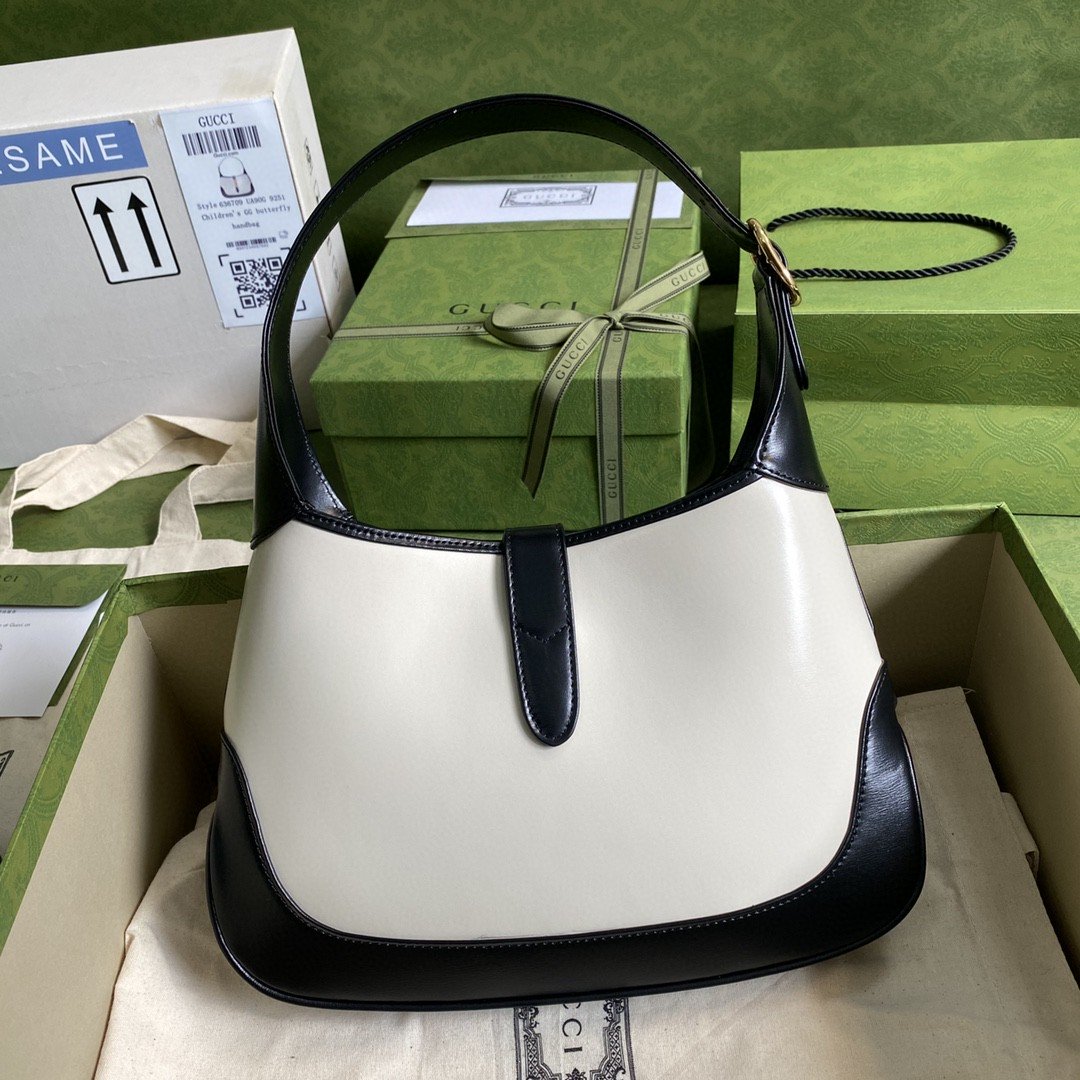 Glami Jackie 1961 Small Shoulder Bag White With Black 11in/28cm 636706 10OBG 9099