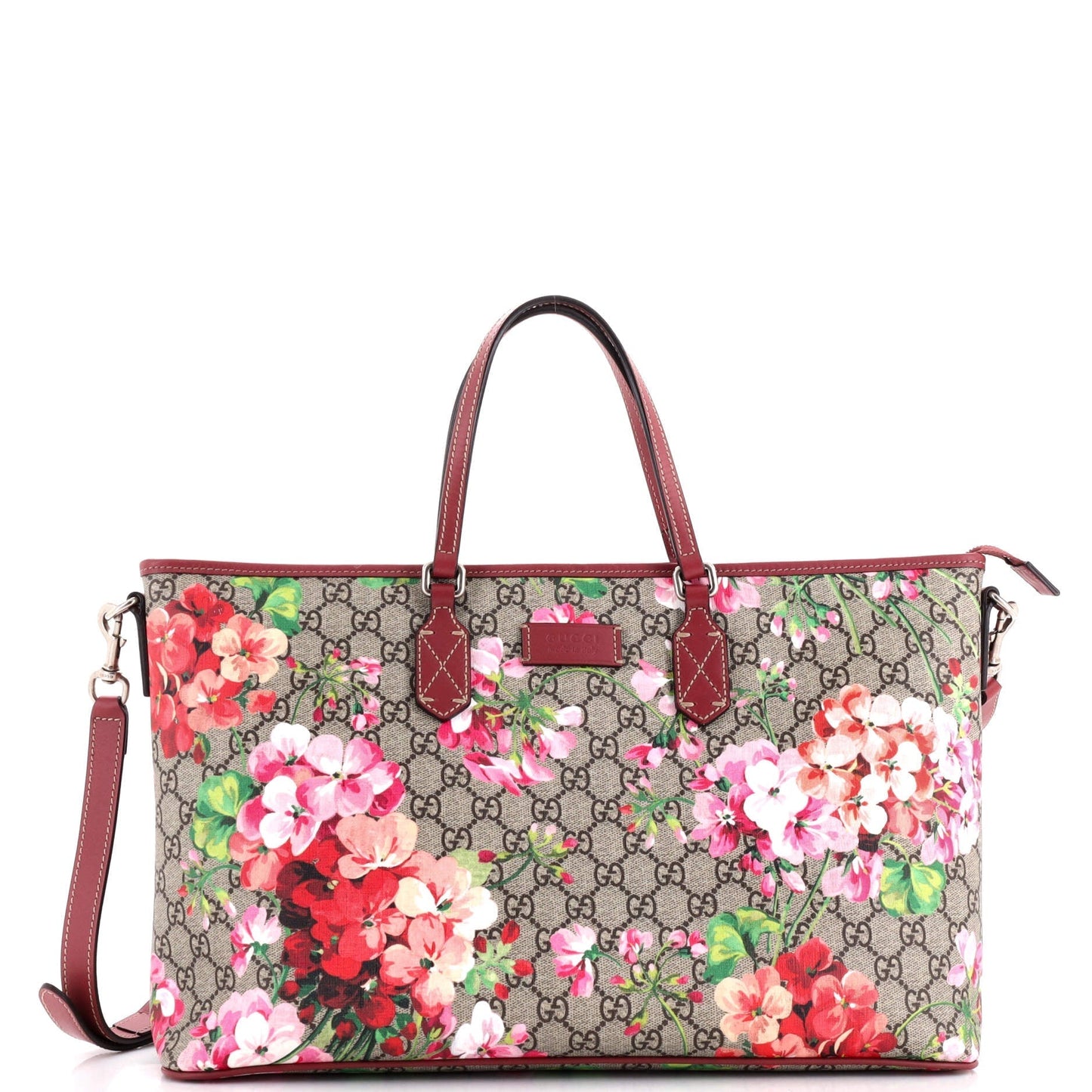 Convertible Zip Tote Blooms Print GG Coated Canvas Large