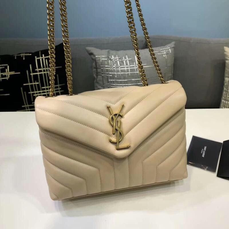 GLAMI Loulou Small Chain Bag In MatelassÃƒÂ© "Y" Beige For Women 9.8in/23cm YSL 494699DV7272721