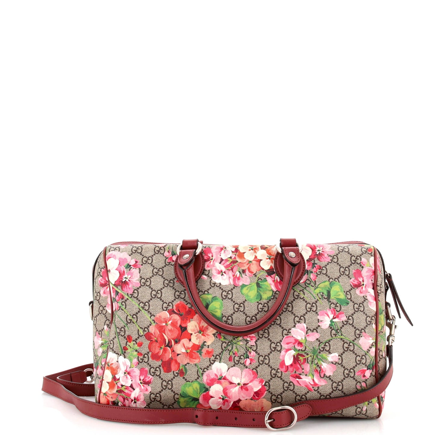 Convertible Boston Bag Blooms Print GG Coated Canvas Medium