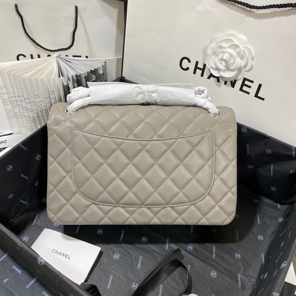 CHLLarge Classic Handbag Silver Hardware Grey For Women Handbags, Shoulder Bags 11.8in/30cm