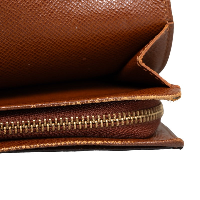 Louis Vuitton Monogram M61730 Double Folded Wallet PVC/Leather Brown