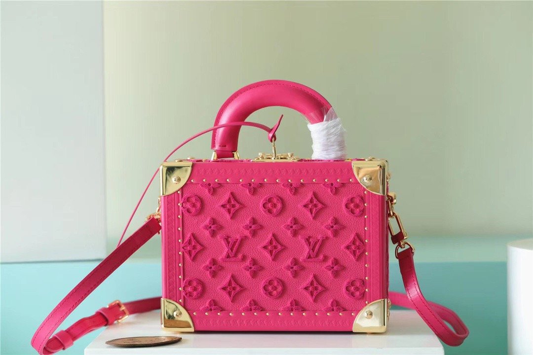 LV Valisette Tresor Monogram Empreinte Pink For Women, WomenÃ¢â‚¬â„¢s Bags, Shoulder And Crossbody Bags 9.4in/24cm LV