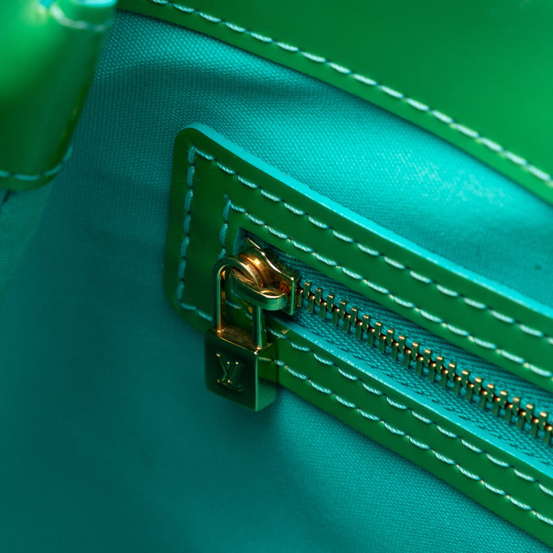 Louis Vuitton Monogram Verney M91724 Handbag Patent Leather Blue Lagoon Green Lady Lagoon