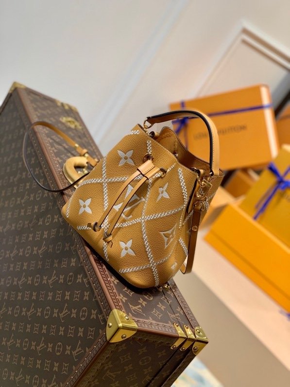 LV NeoNoe MM Bucket Bag Monogram Empreinte Arizona Brown For Women, WomenÃ¢â‚¬â„¢s Handbags, Shoulder Bags 10.2in/26cm LV M46029