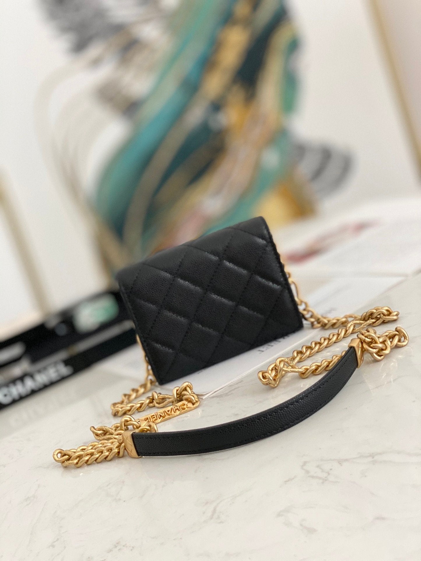 CHLMini Flap Bag Gold Toned Hardware Black For Women 4.7in/12cm