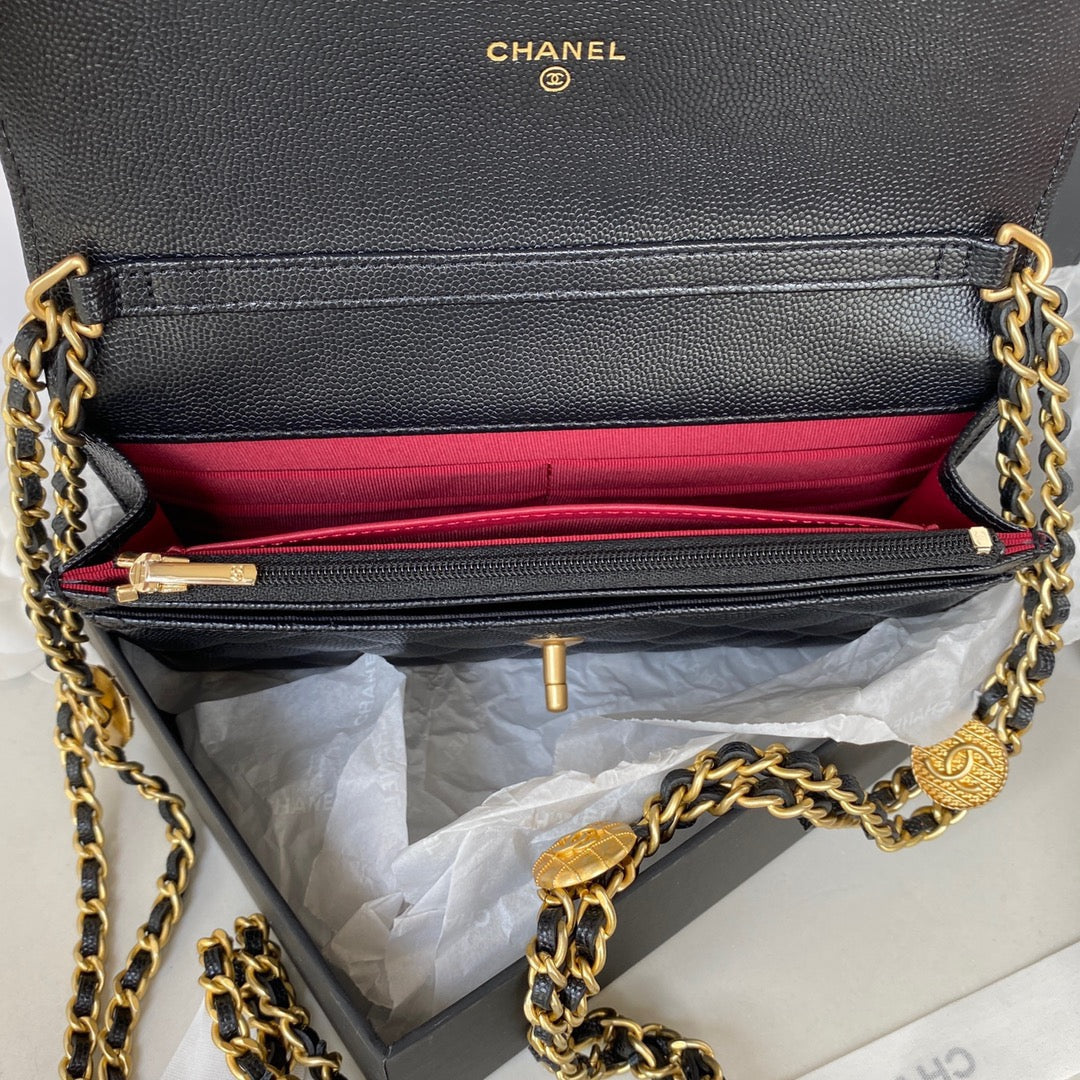 CHL Clutch With Chain Gold Hardware Black For Women Handbags, Shoulder Bags 7.1in/18cm AP2860