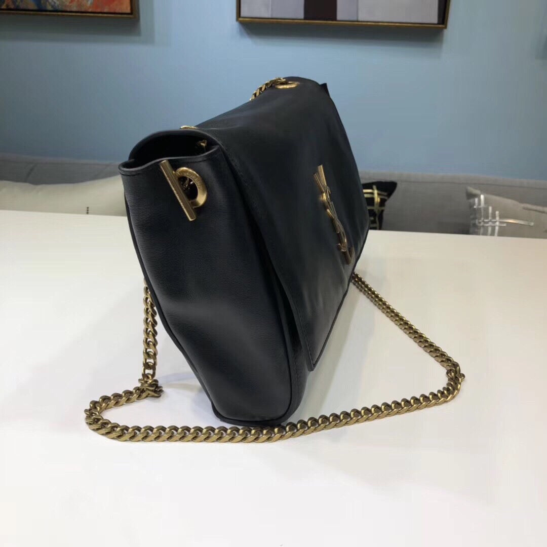 GLAMI Kate MeGLAMIum Chain Bag In Grain De Poudre Black For Women 9.4in/24cm YSL 364021BOW0J1000