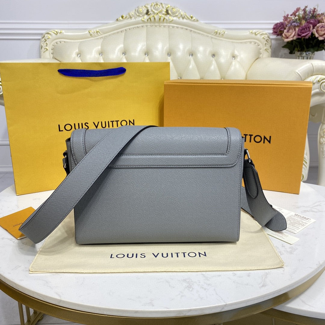 LV New GlamIap Messenger Bag Taiga Grey For Men, Bags, Shoulder And Crossbody Bags 11.1in/28.3cm LV