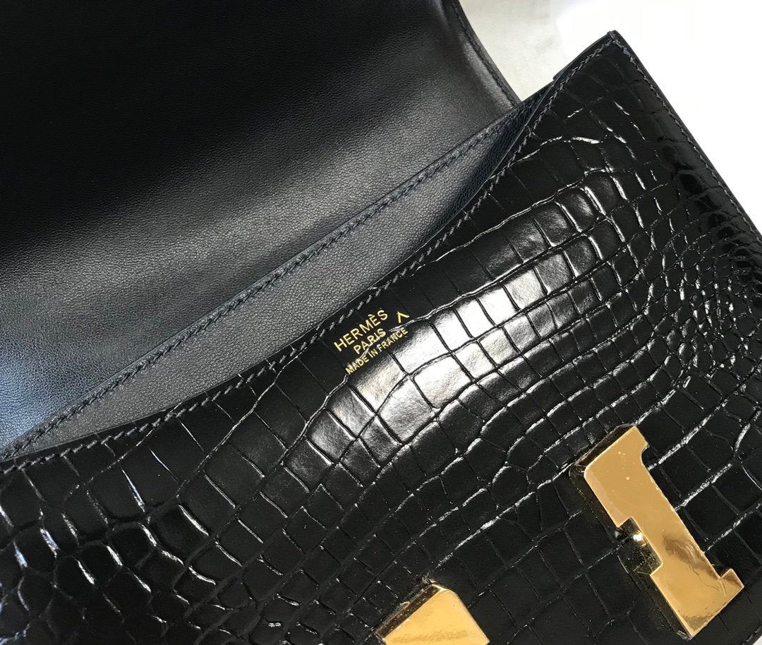 GLAMI ConstanGLAMI 23 Pattern CrocoGLAMIle Black For Women, Handbags, Shoulder Bag 9in/23cm