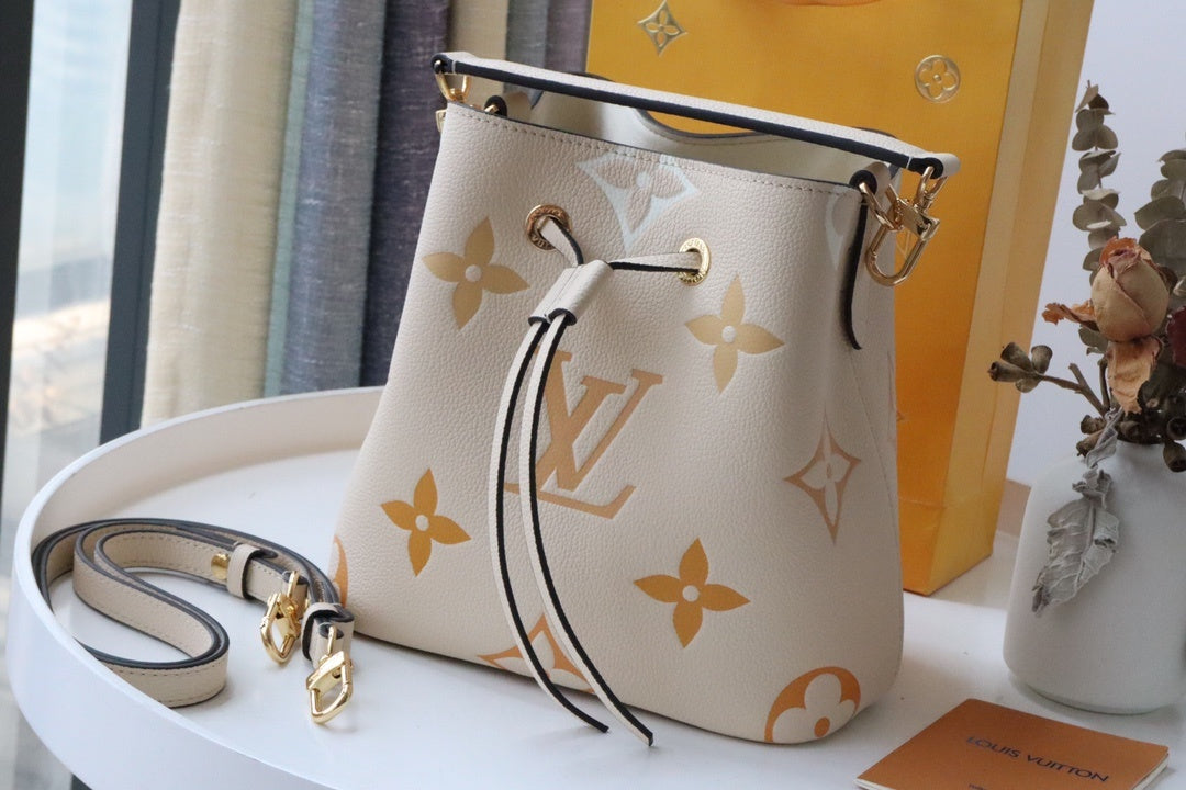 LV NeoNoe GLAMI Bucket Bag Monogram Empreinte Cream/Saffron For Women, WomenÃ¢â‚¬â„¢s Bags, Shoulder Bags 7.9in/20cm LV M45716