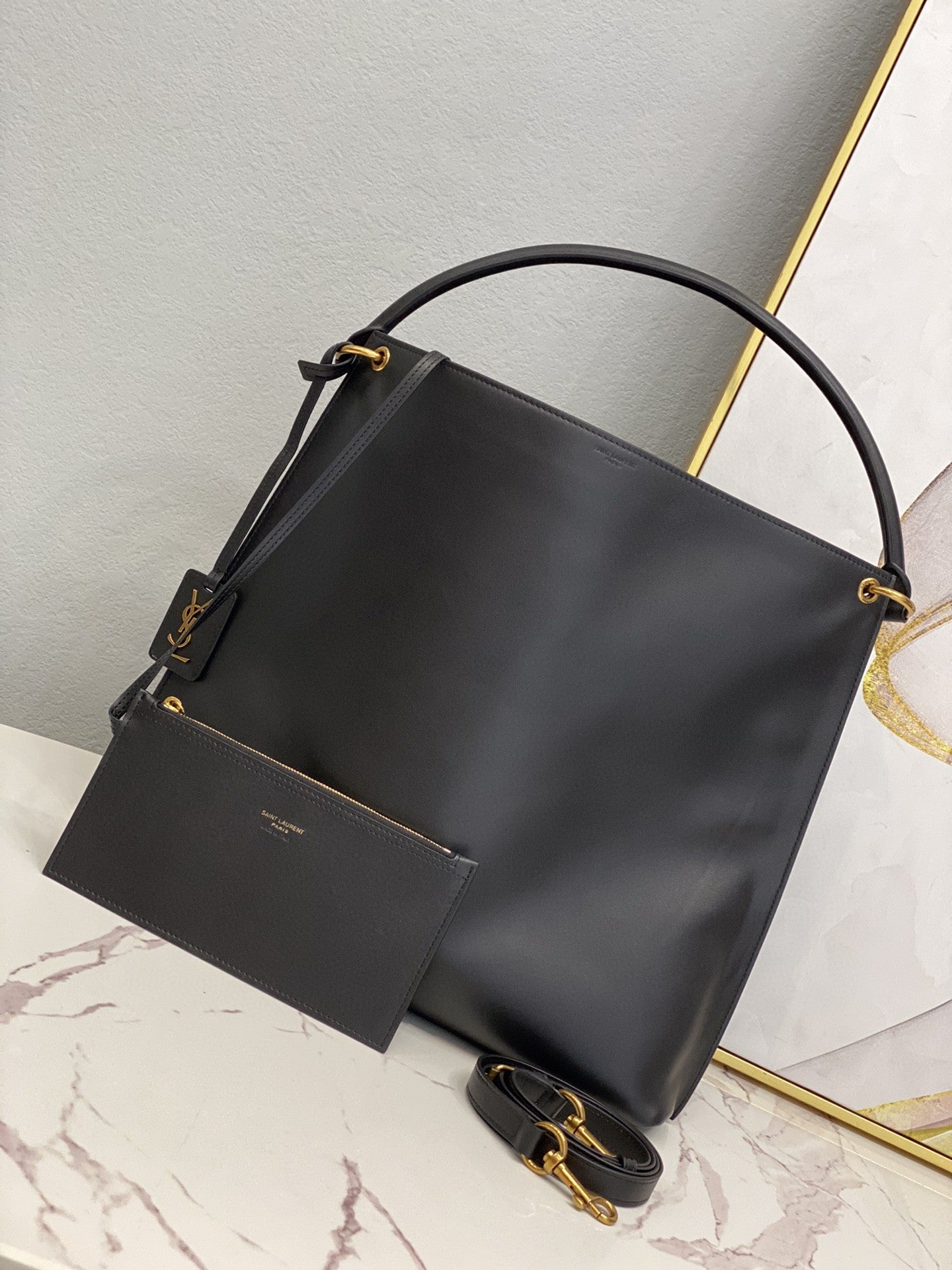 GLAMI Shopping N/S In Supple Black For Women 13.7in/35cm YSL 600306CSV0J1000