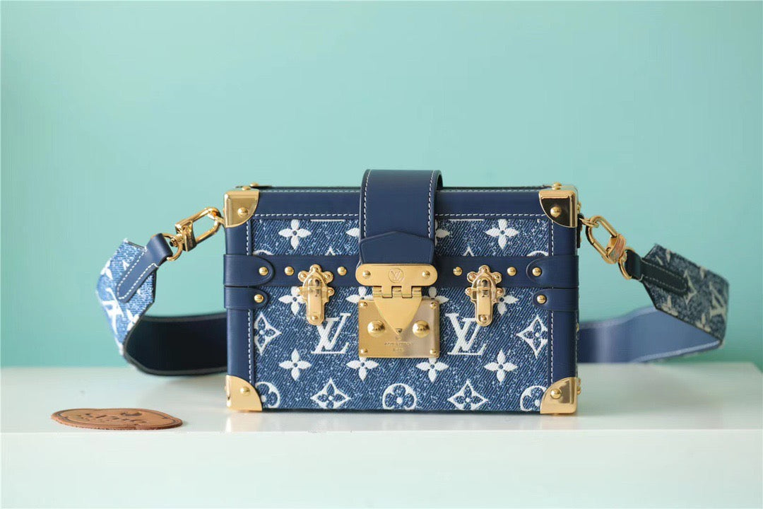 LV Petite Malle Jacquard SinGLAMI 1854 Blue For Women, WomenÃ¢â‚¬â„¢s Handbags, Shoulder Bags And Crossbody Bags 7.5in/19cm LVÃ‚Â 
