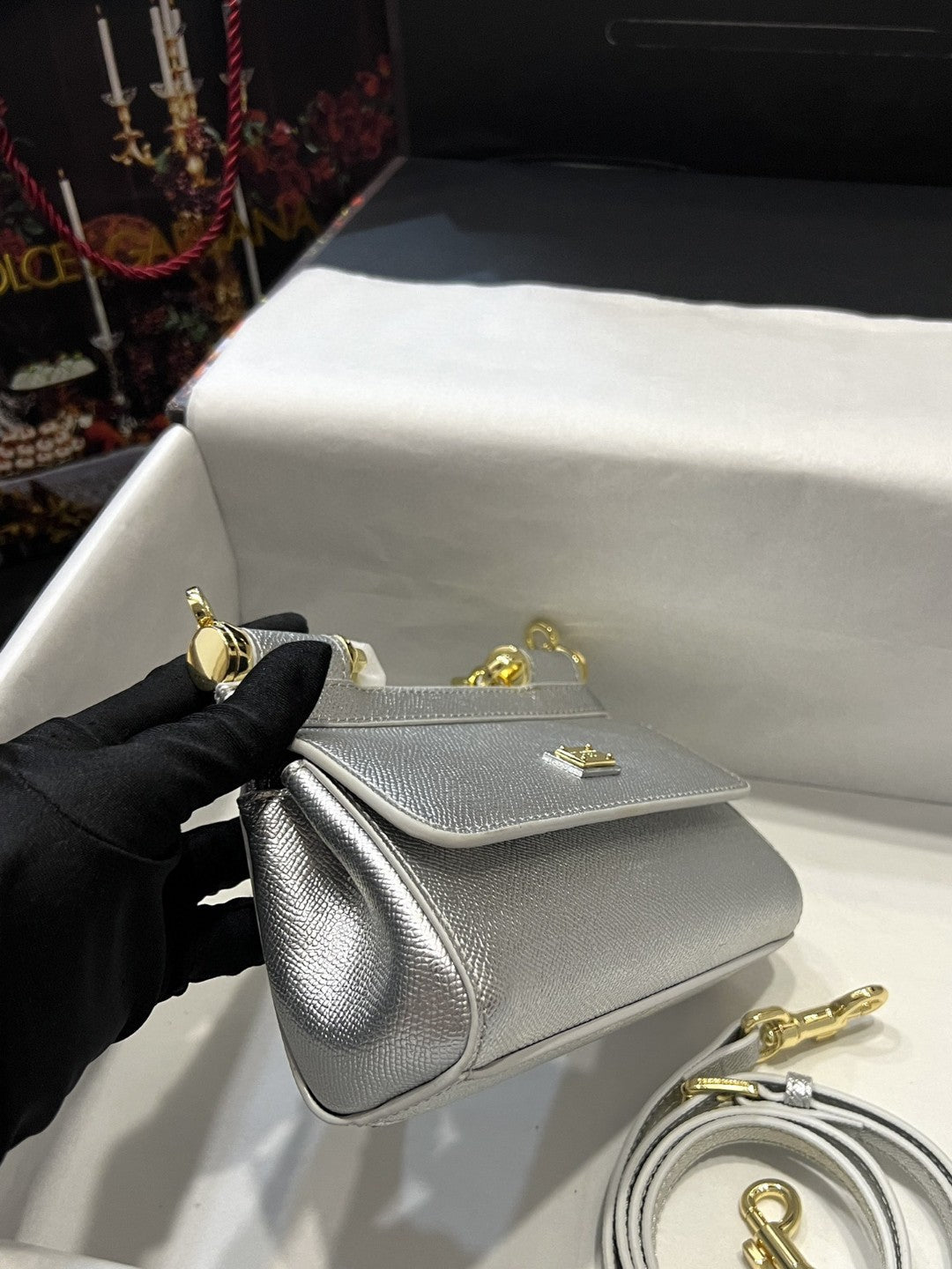 GLAMI Small Sicily Bag In Dauphine Silver For Women 7.5in/19cm GLAMIÃ‚Â 