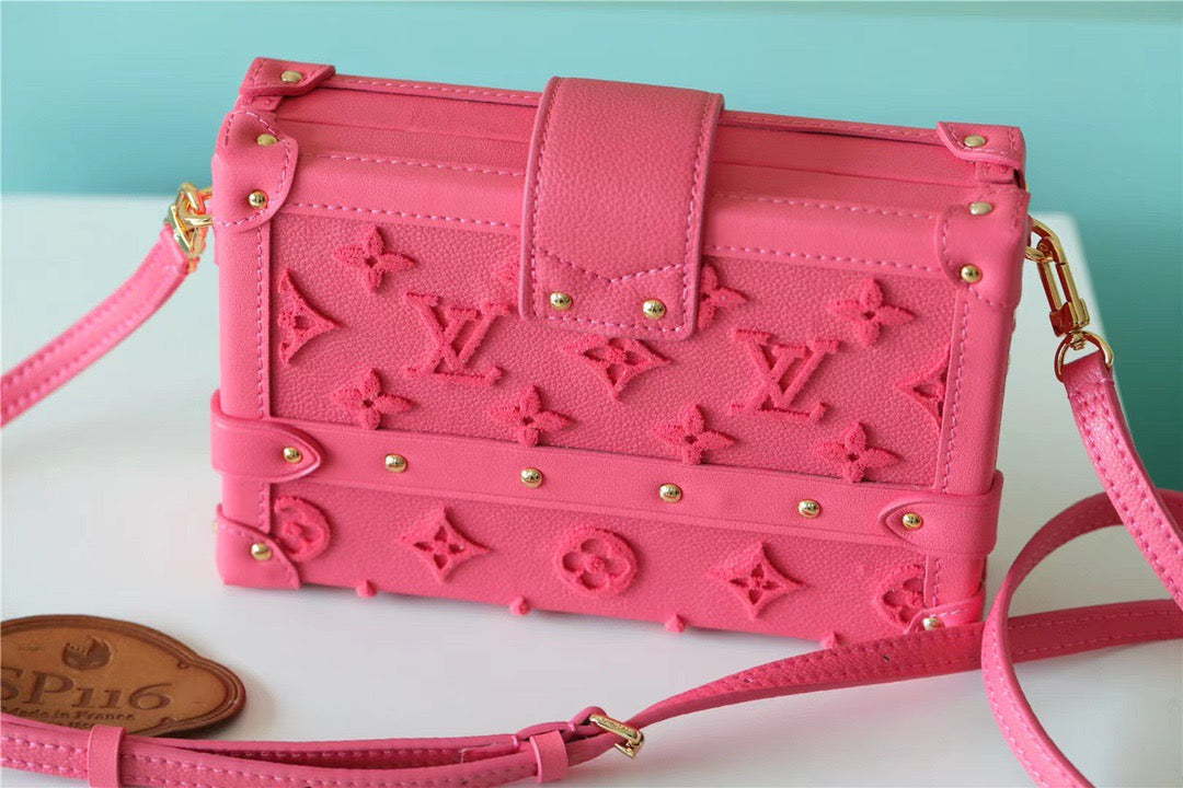 LV Petite Malle Tufted GlamIuo Pink For Women,  Shoulder And Crossbody Bags 7.9in/20cm LV M20745