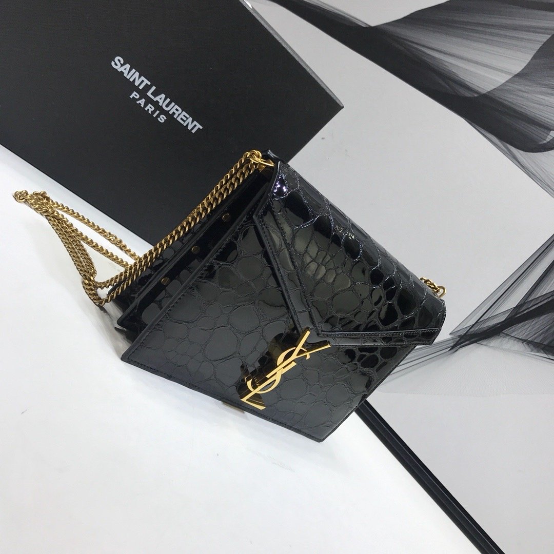 GLAMI Cassandra Small Crossbody Bag With Stone Print Black For Women 7.4in/19cm YSL