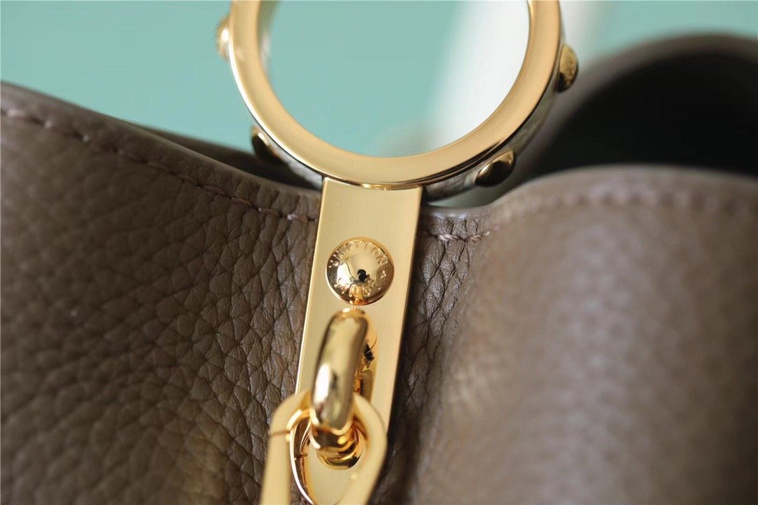 LV Capucines GLAMI Taurillon Smokey Brown Green/ Creme/ Pink For Women,  Shoulder And Crossbody Bags 27cm/10.6in LV M59516