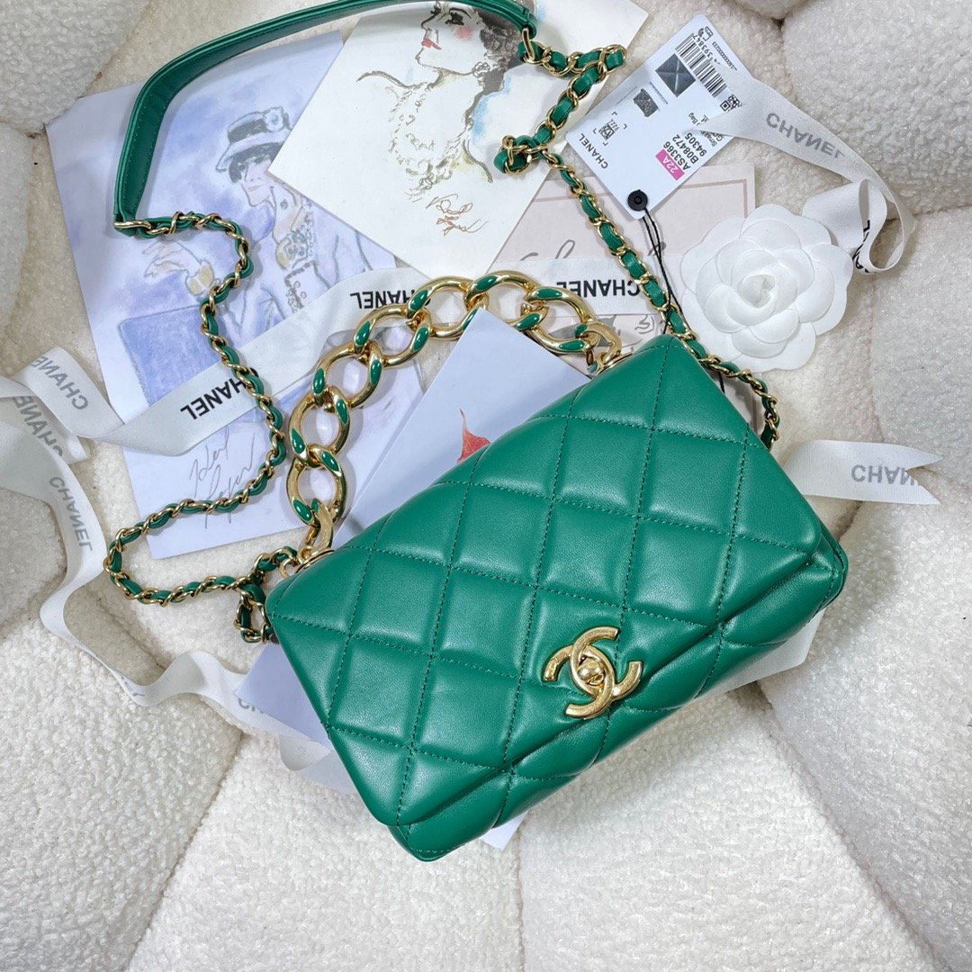 CHL GlamIap Bag Gold Hardware Green For Women Handbags, Shoulder Bags 7.9in/20cm AS3366