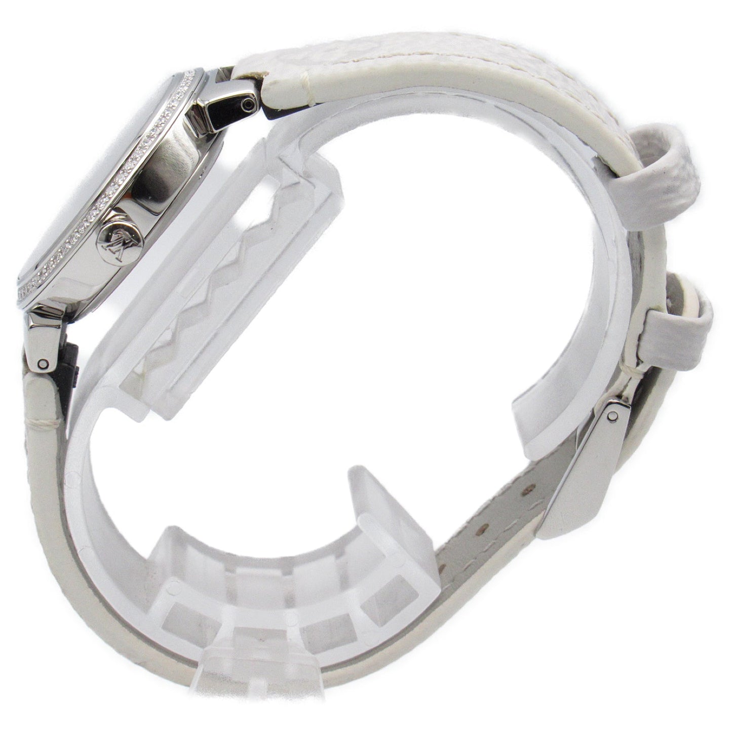 Louis Vuitton Louis Vuitton Diamond Beagle  Watch Stainless Steel Leather Belt  White S QA109