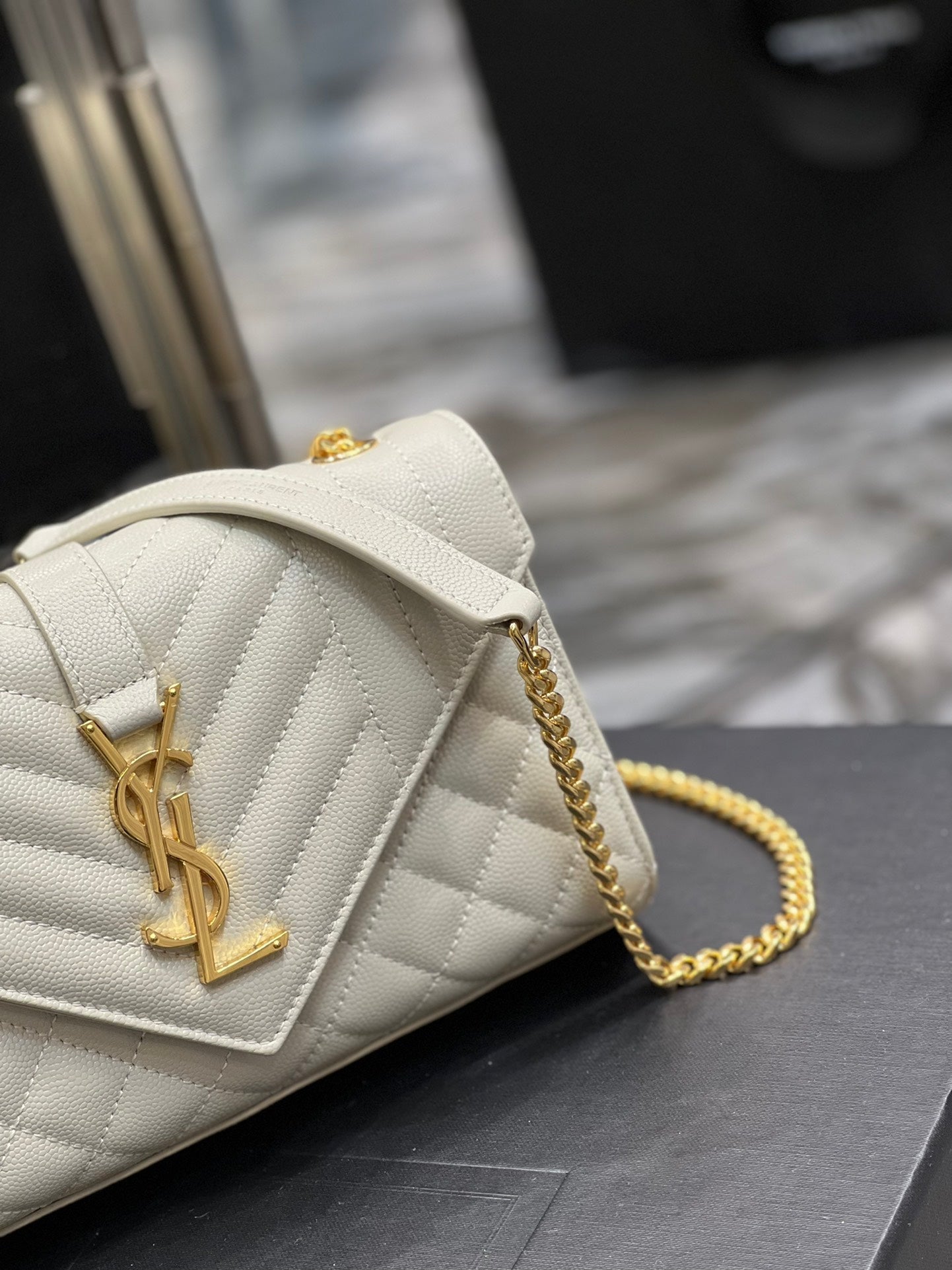GLAMI Small Bag White In Mix Matelasse For Women 8.2in/21cm YSL 600195BOW919207