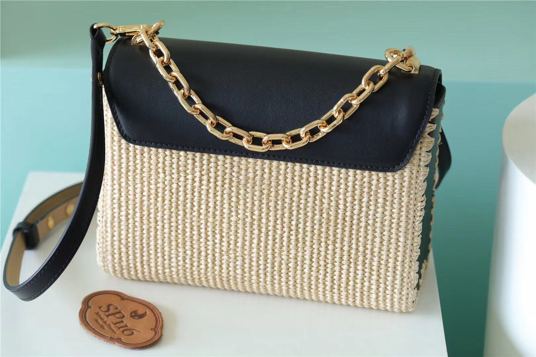 LV Twist MM Raffia Black For Women,  Shoulder And Crossbody Bags 9.1in/23cm LVÃ‚Â 