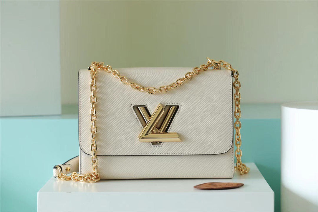 LV Twist MM Epi White For Women, WomenÃ¢â‚¬â„¢s Bags, Shoulder And Crossbody Bags 9.1in/23cm LV M55513
