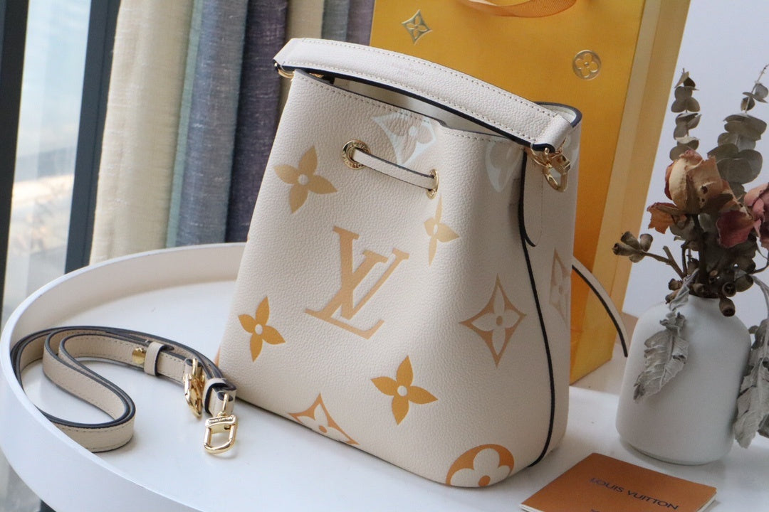 LV NeoNoe GLAMI Bucket Bag Monogram Empreinte Cream/Saffron For Women, WomenÃ¢â‚¬â„¢s Bags, Shoulder Bags 7.9in/20cm LV M45716