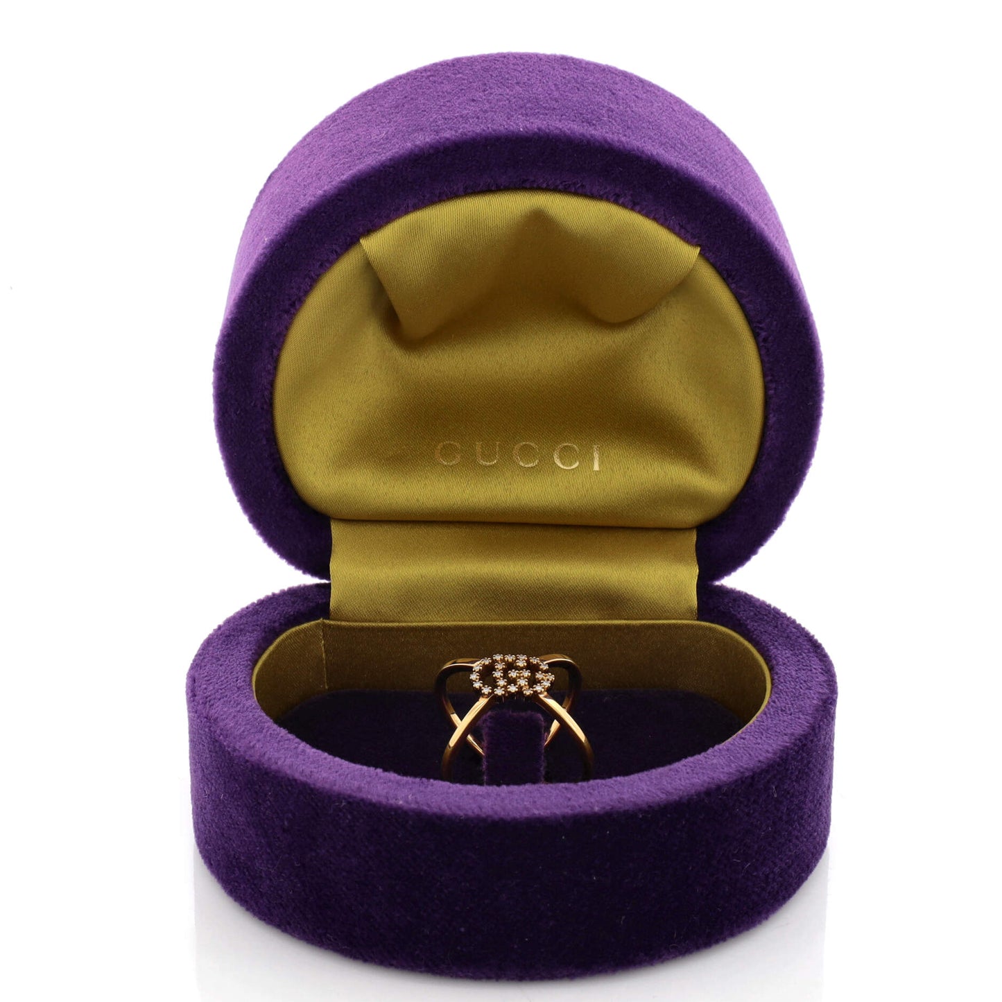 GG Running Cross Ring 18K Yellow Gold with Diamonds