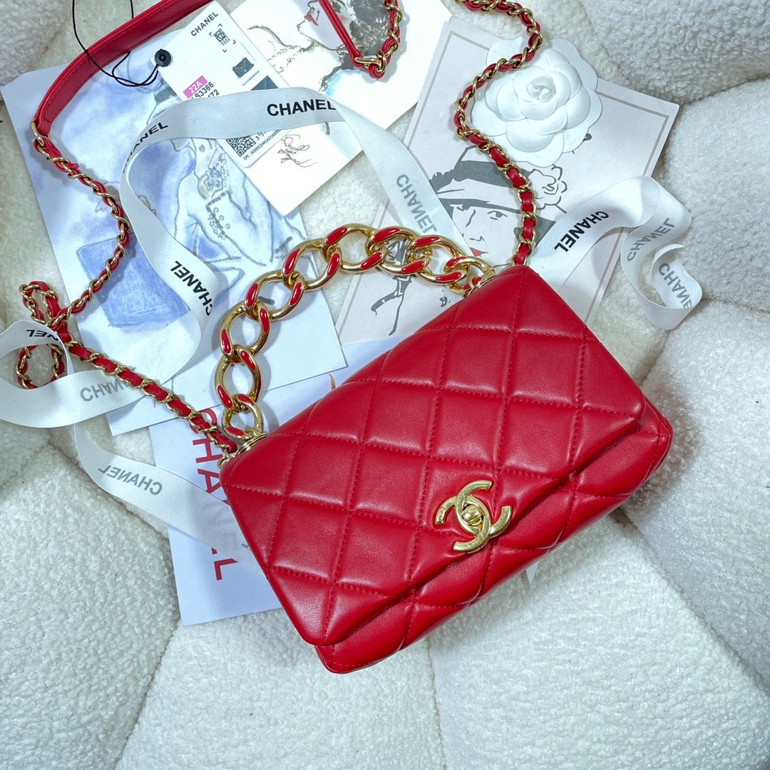 CHL GlamIap Bag Gold Hardware Red For Women Handbags, Shoulder Bags 7.9in/20cm AS3366