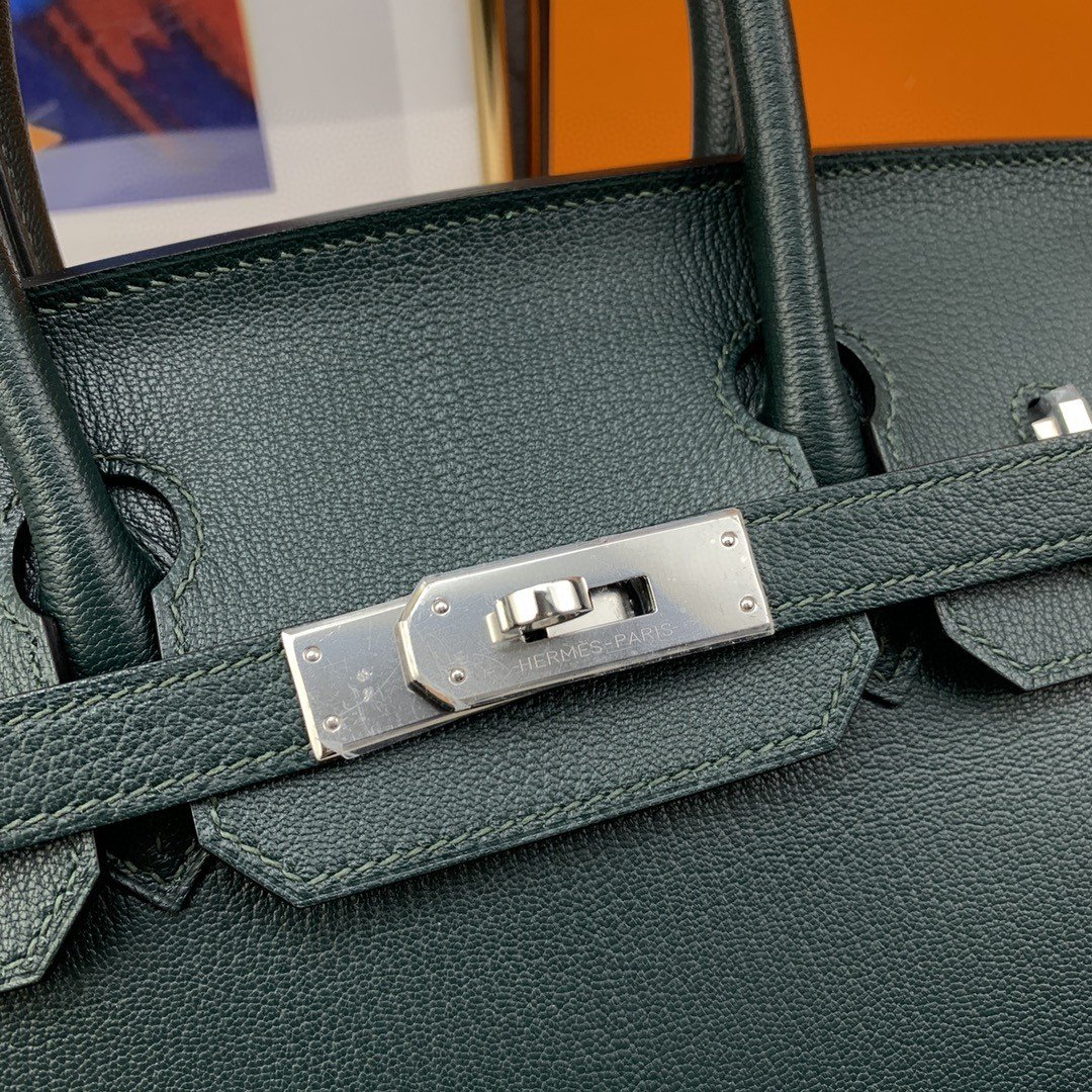 GLAMI Birkin Nata Swift Dark Blue For Women Silver Toned Hardware 11.8in/30cm