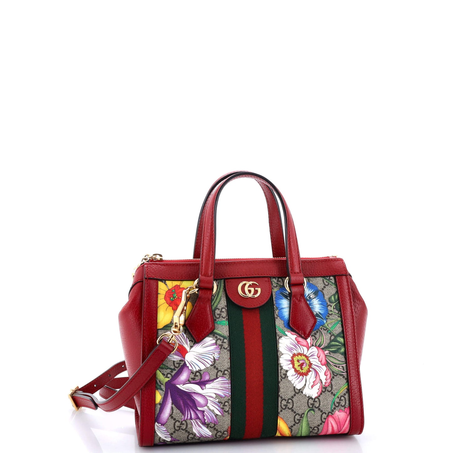 Ophidia Top Handle Tote Flora GG Coated Canvas Small