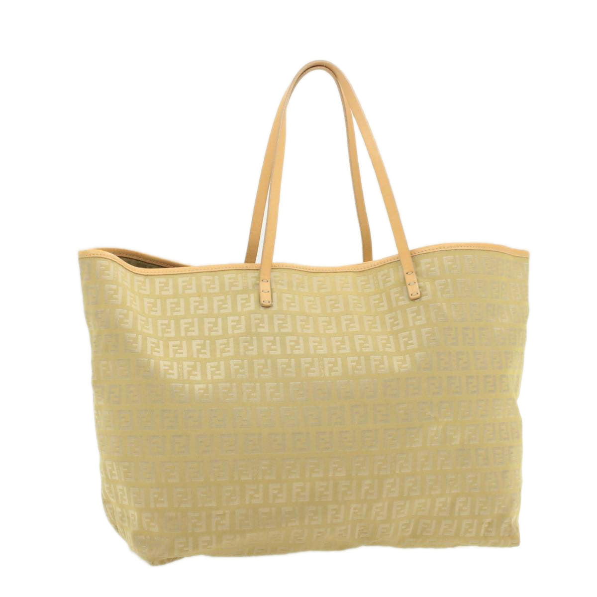 FENDI Zucchino Canvas Tote Bag Beige am136b