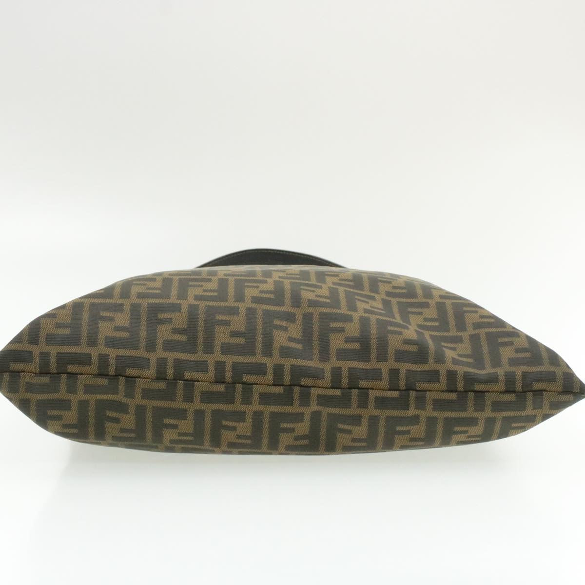 FENDI Zucchino Canvas Shoulder Bag Black Brown am152b