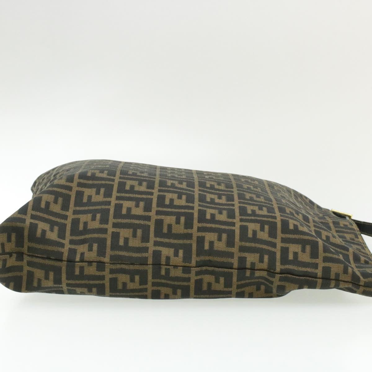 FENDI Zucchino Canvas Shoulder Bag Black Brown am152b