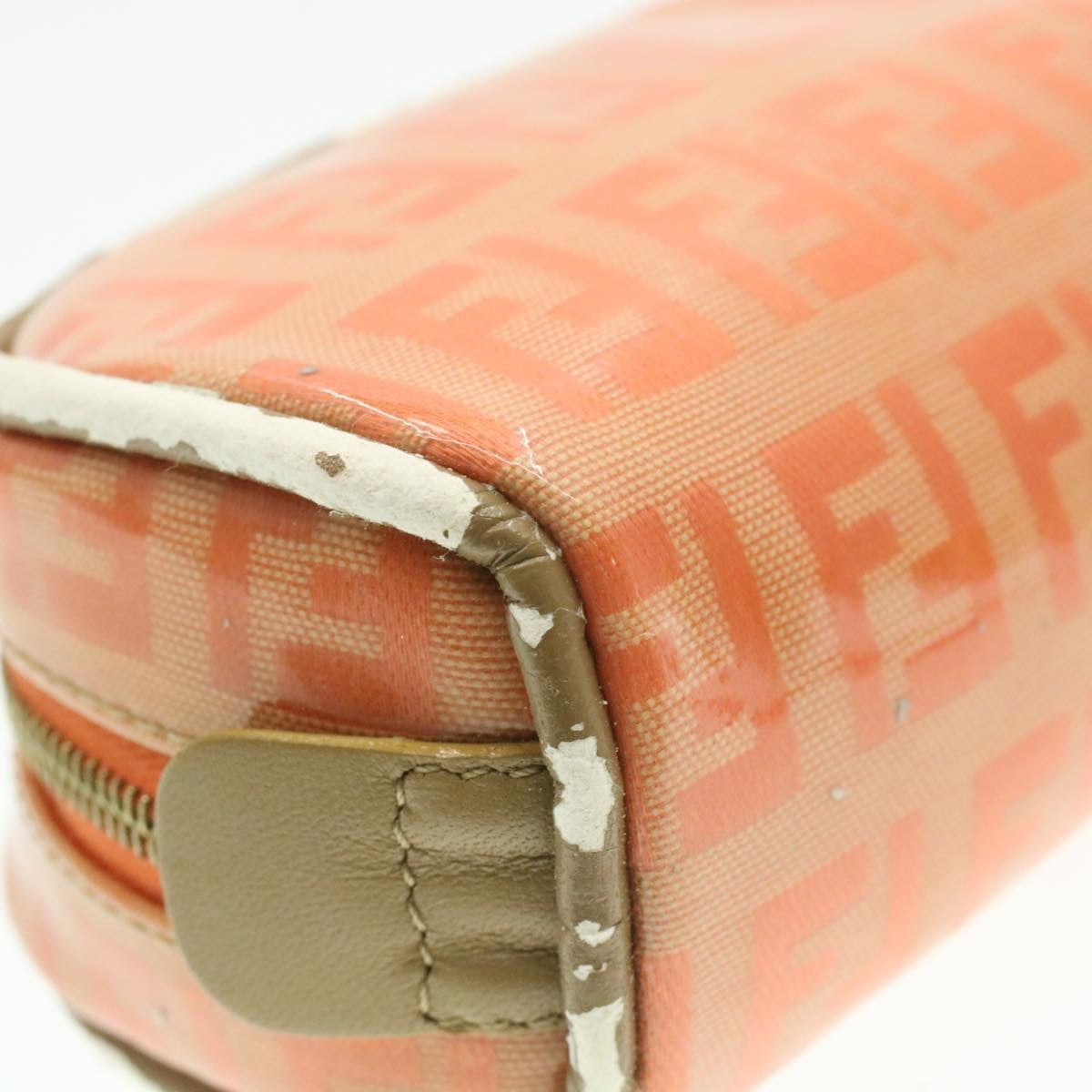 FENDI Zucchino Canvas Pouch Enamel Orange am187b