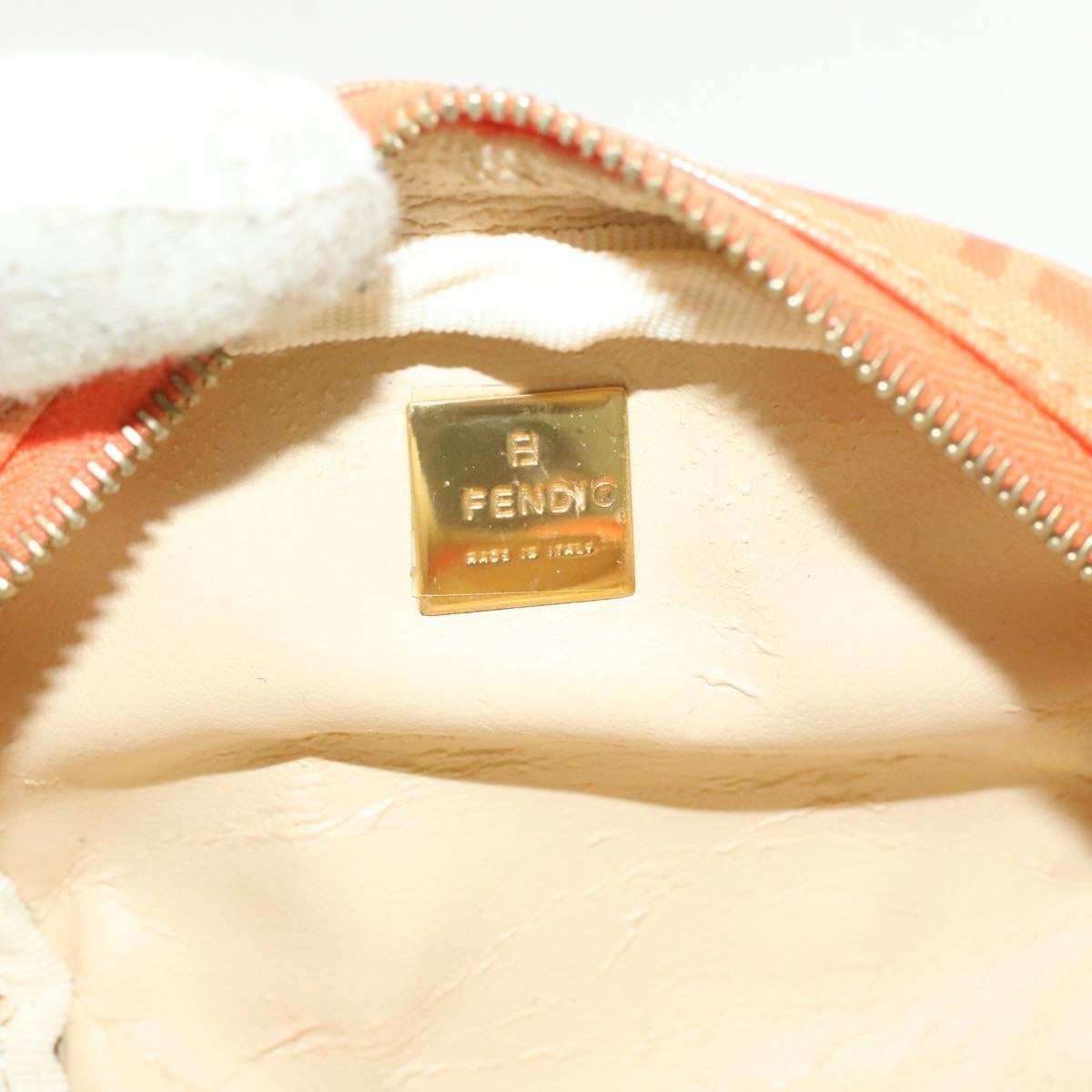 FENDI Zucchino Canvas Pouch Enamel Orange am187b