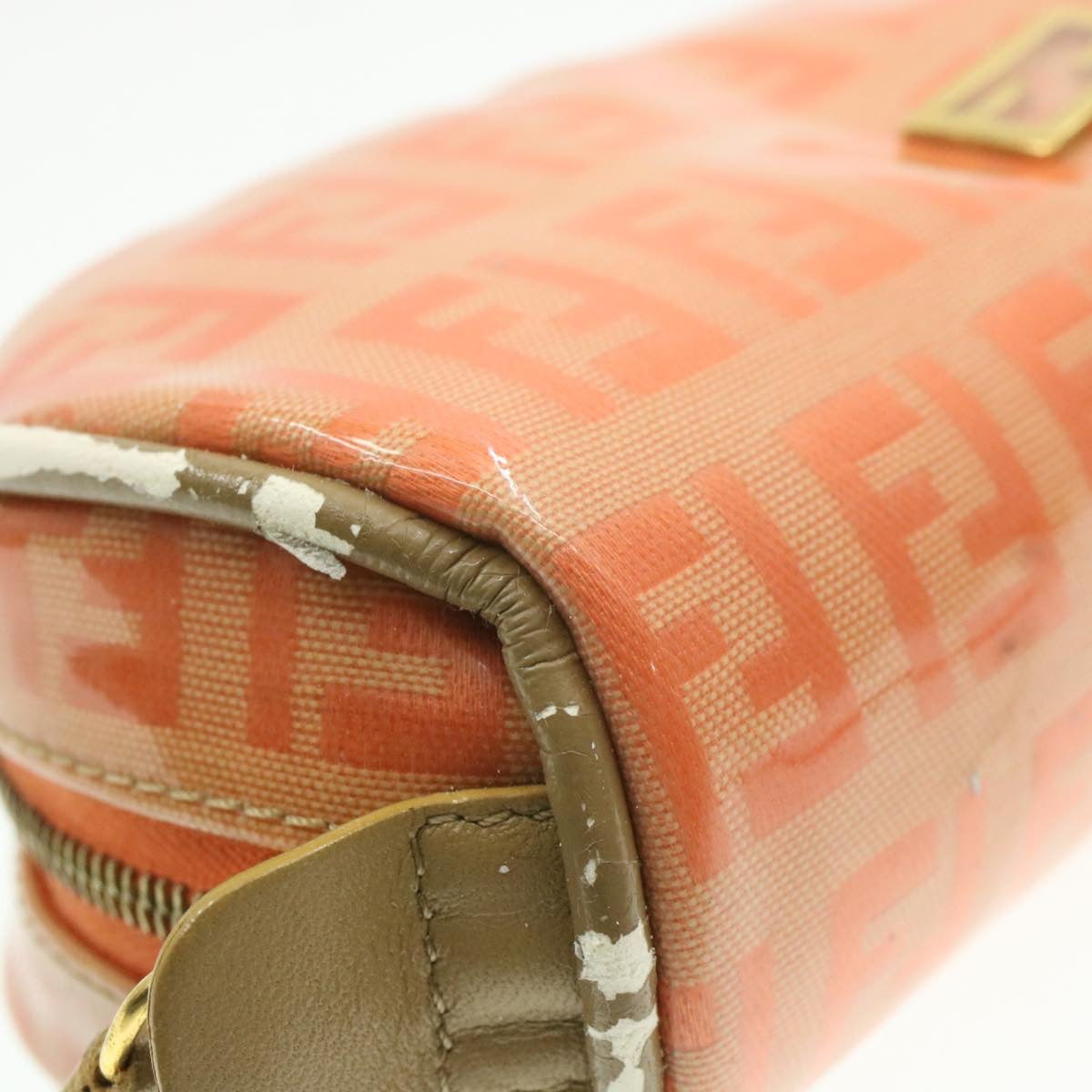 FENDI Zucchino Canvas Pouch Enamel Orange am187b