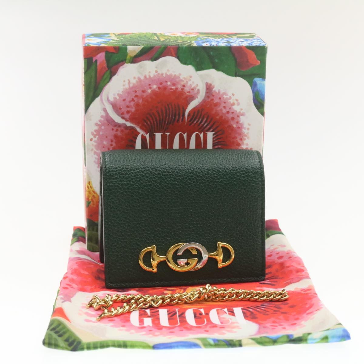 GUCCI Zumi Long Wallet Leather Green am272b