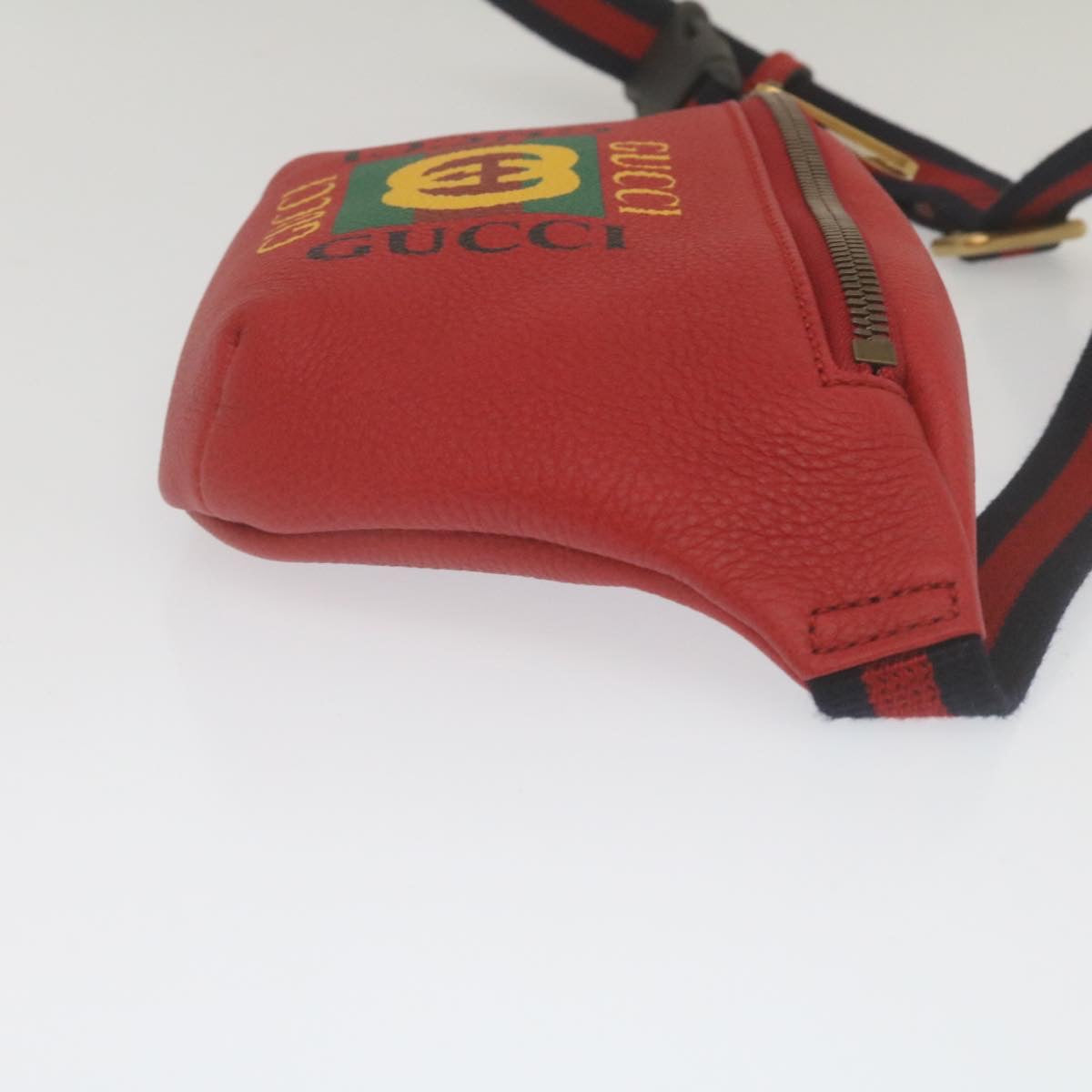 GUCCI Sherry Line Waist Bag Leather Red am462b