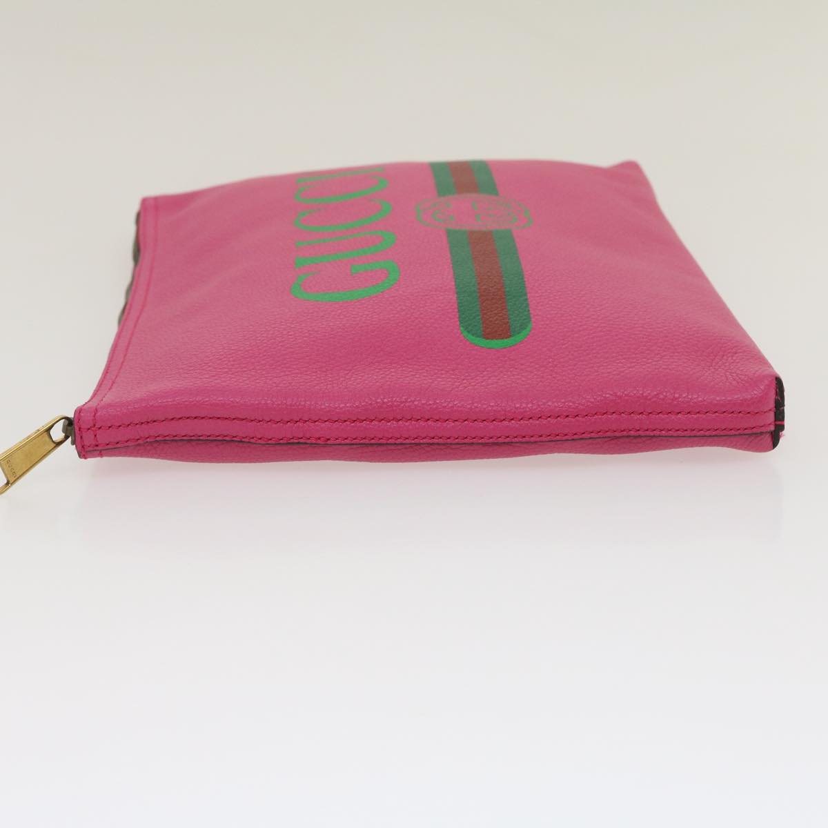 GUCCI Web Sherry Line Soho Clutch Bag Leather Pink am481b