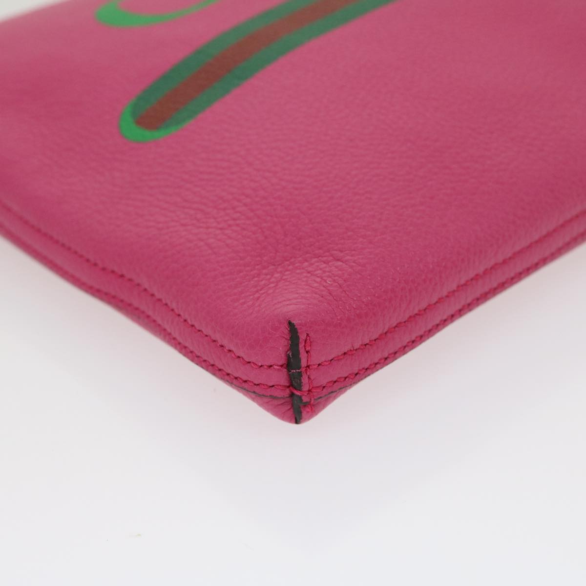 GUCCI Web Sherry Line Soho Clutch Bag Leather Pink am481b