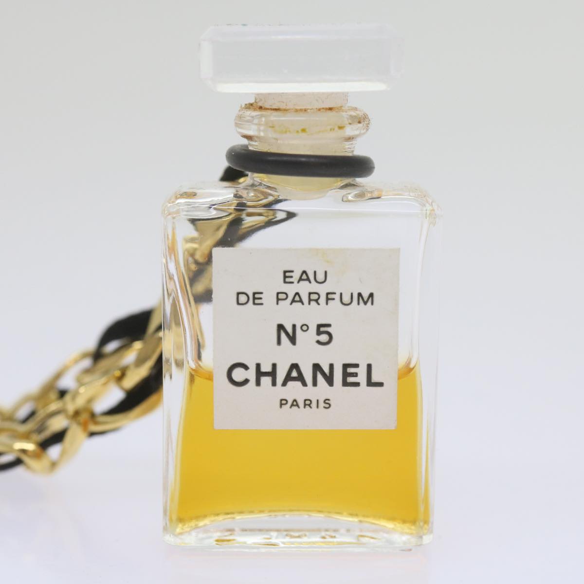 CHANEL Perfume N°5 Chain Necklace Clear Gold Tone CC bs10372