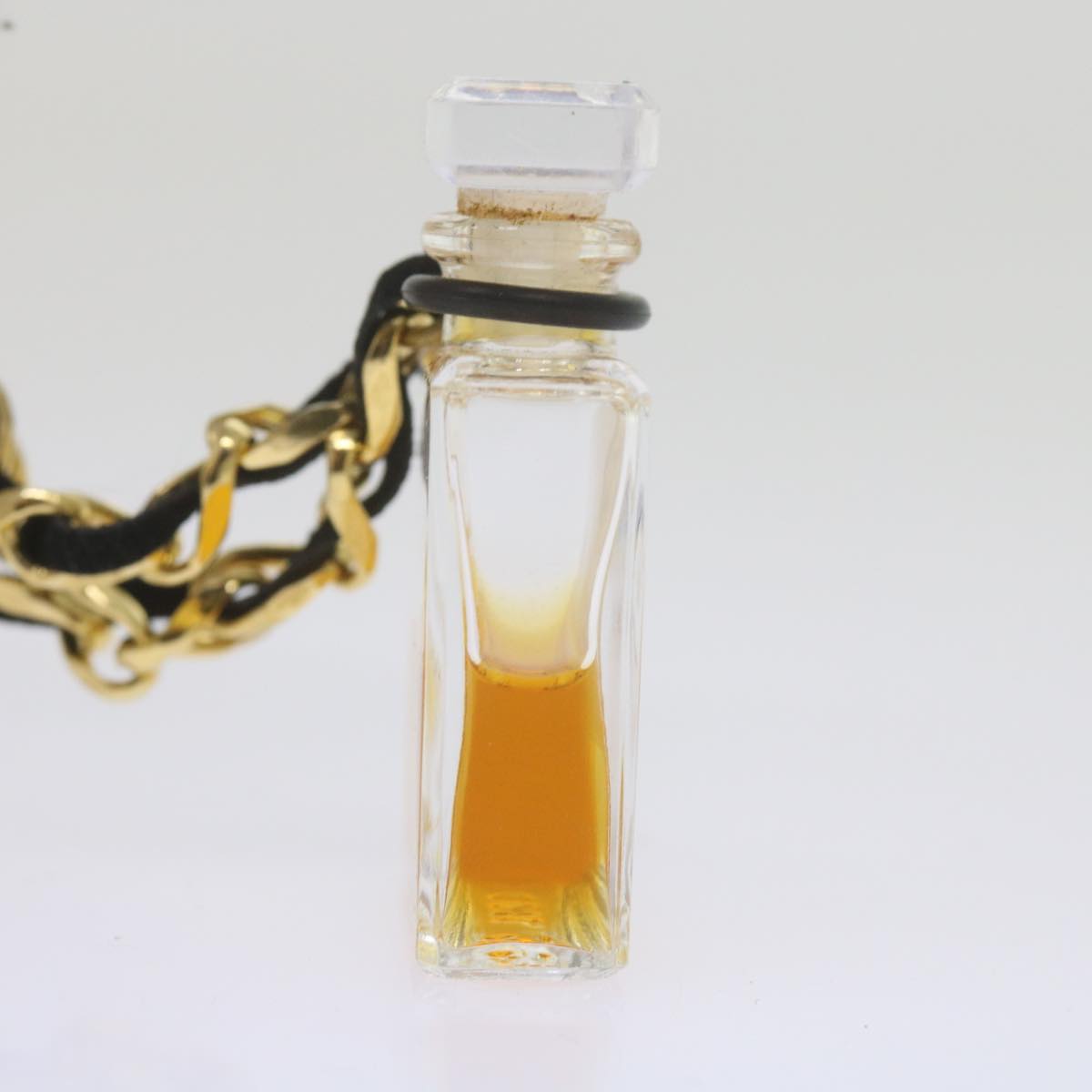 CHANEL Perfume N°5 Chain Necklace Clear Gold Tone CC bs10372