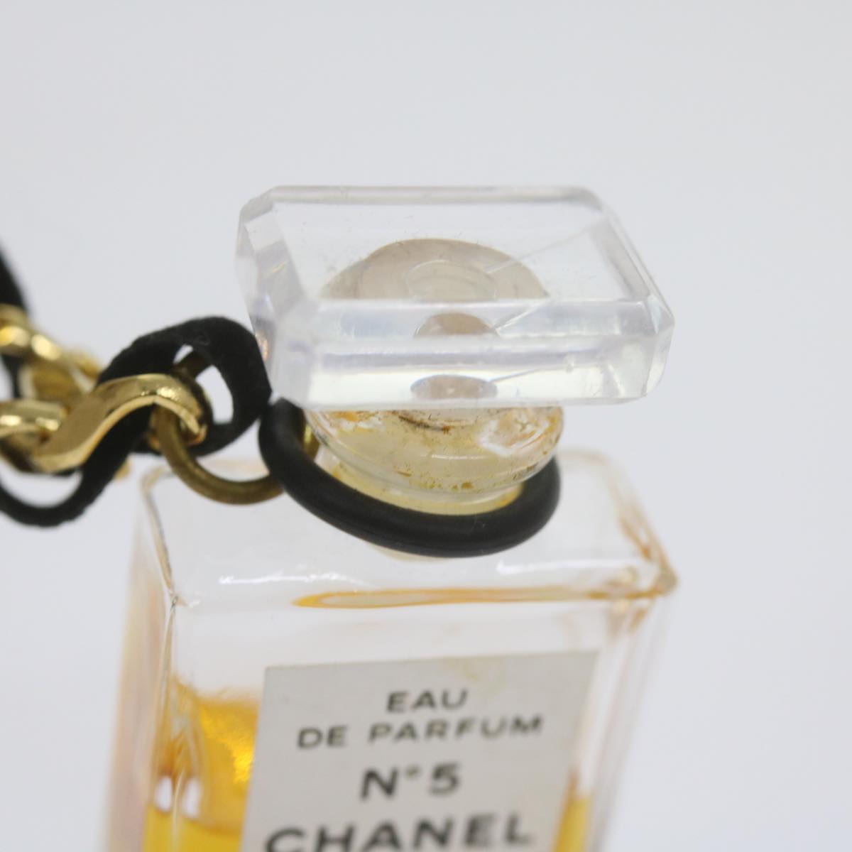 CHANEL Perfume N°5 Chain Necklace Clear Gold Tone CC bs10372