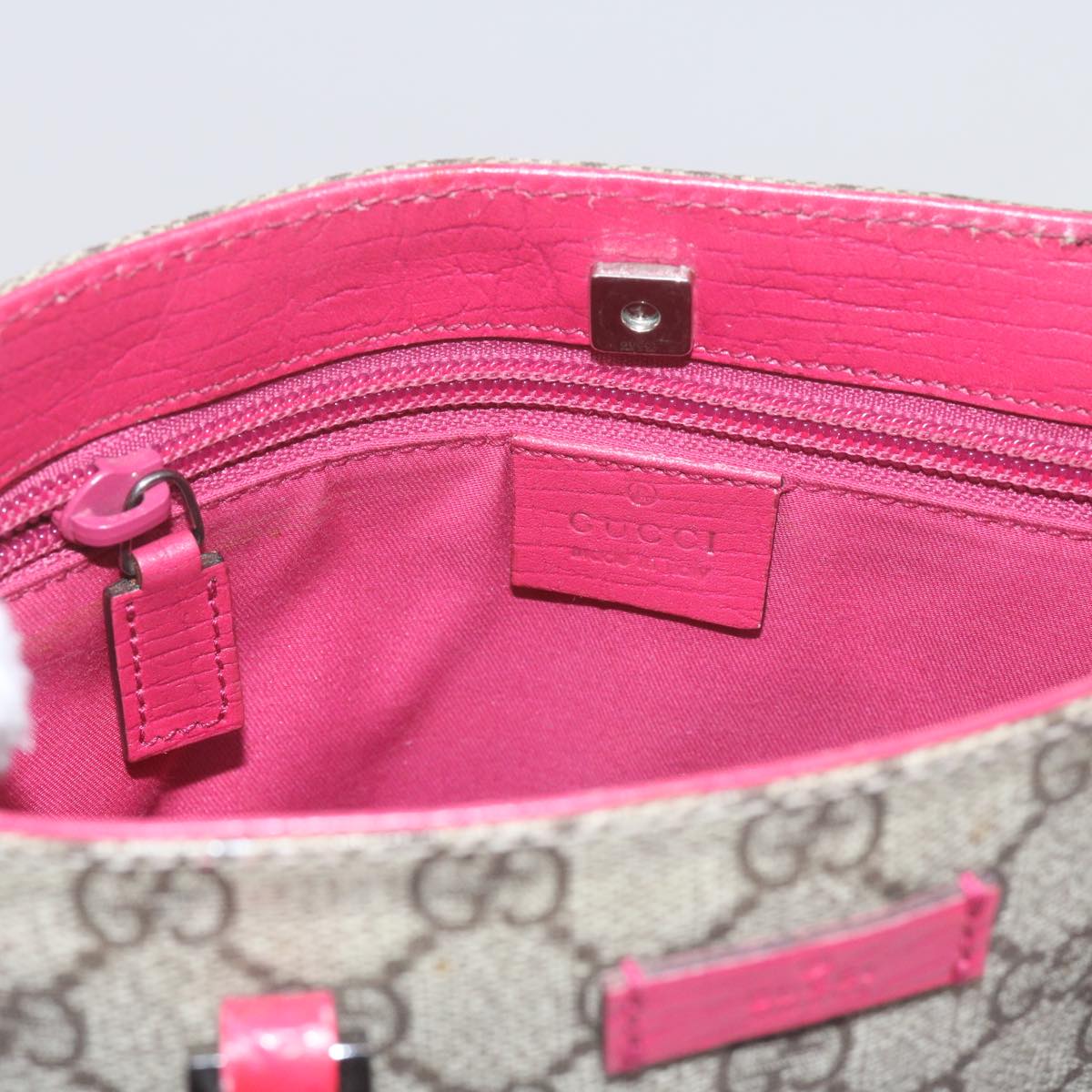 GUCCI GG Supreme Hand Bag PVC Leather Beige 117551 bs10599