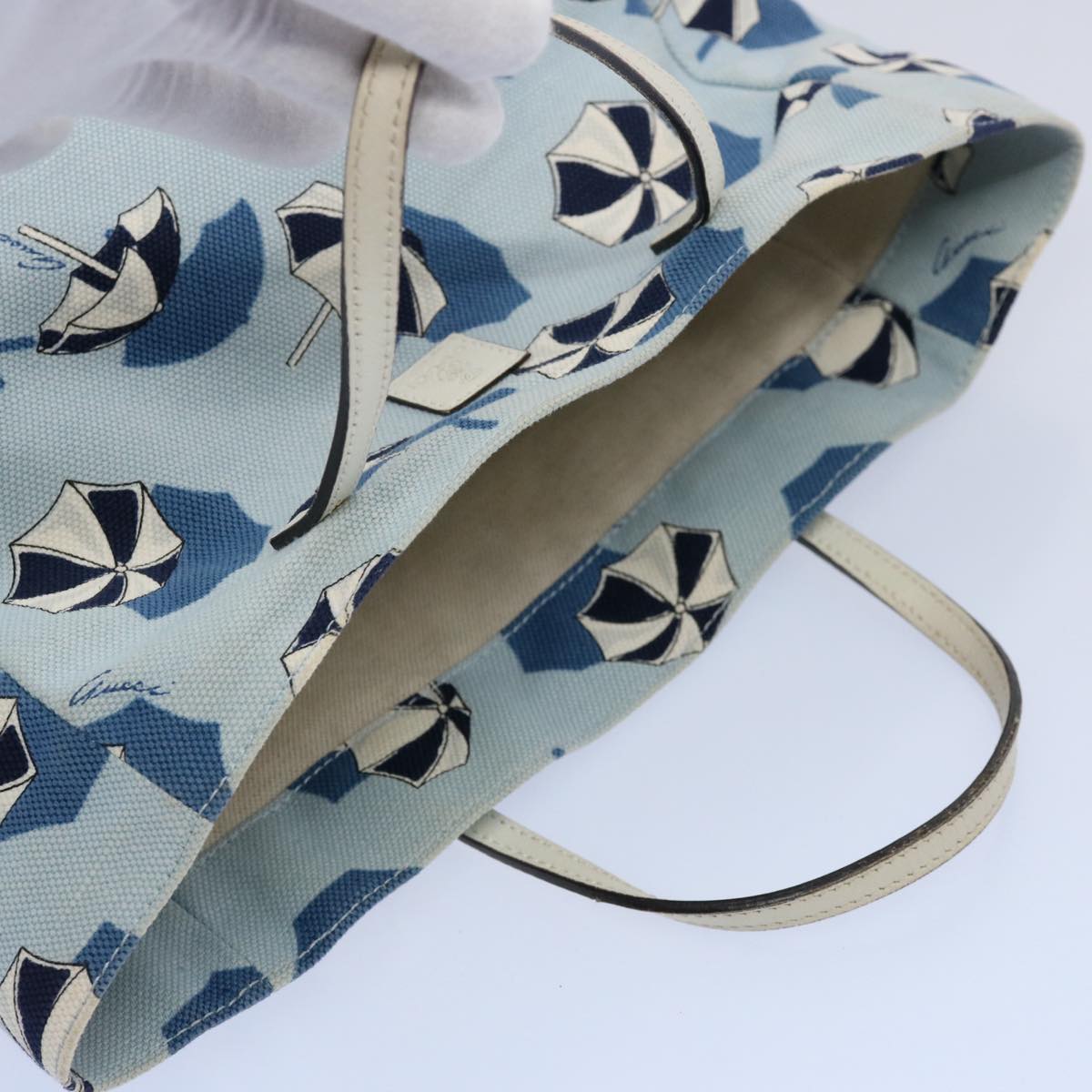 GUCCI Hand Bag Canvas Blue 284721 bs10615