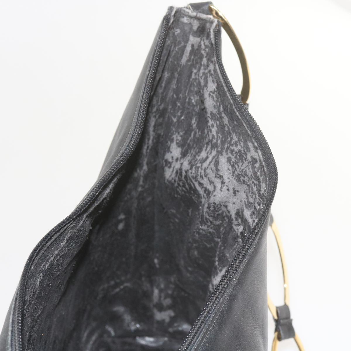 GUCCI Shoulder Bag Leather Black 001 1998 1805 bs10616
