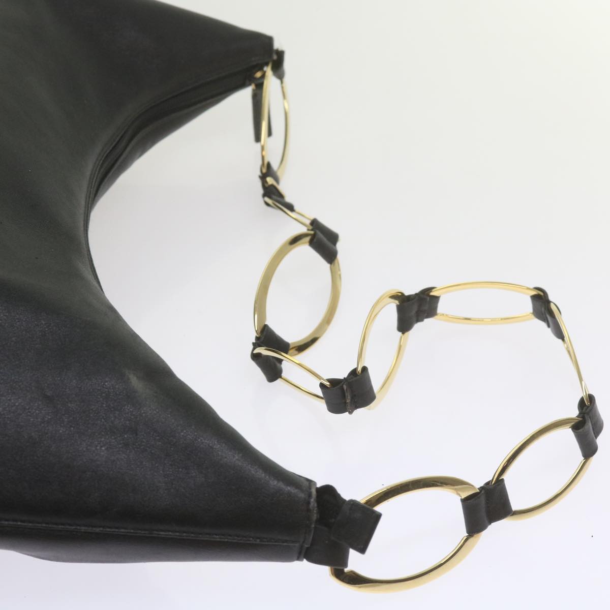 GUCCI Shoulder Bag Leather Black 001 1998 1805 bs10616