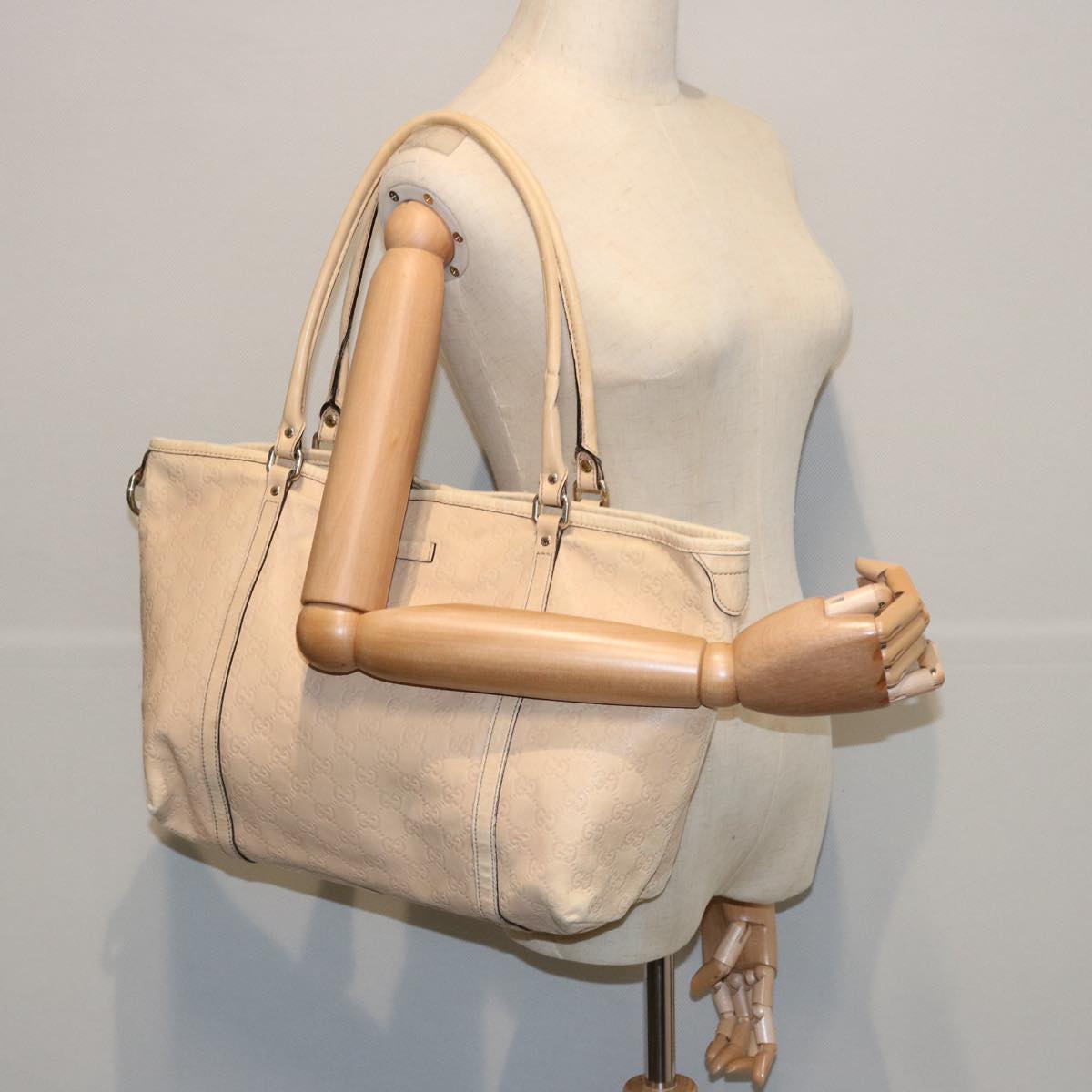 GUCCI GG Canvas Guccissima Tote Bag Beige 197953 bs10664