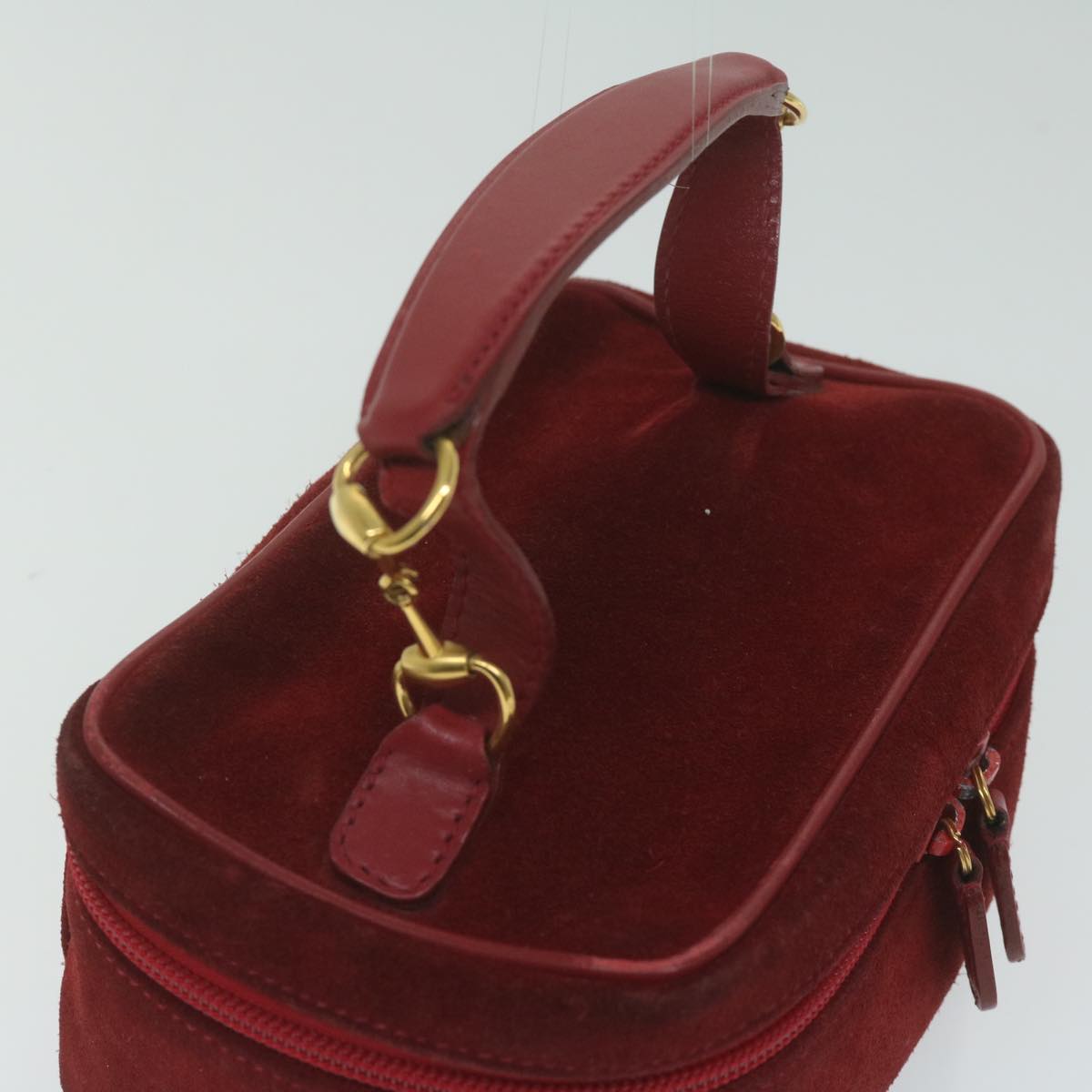 GUCCI Vanity Cosmetic Pouch Suede Red 032 1705 0141 bs10687